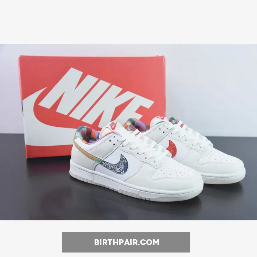 Paisley Dunks / Nike Dunk Low White Multi Paisley