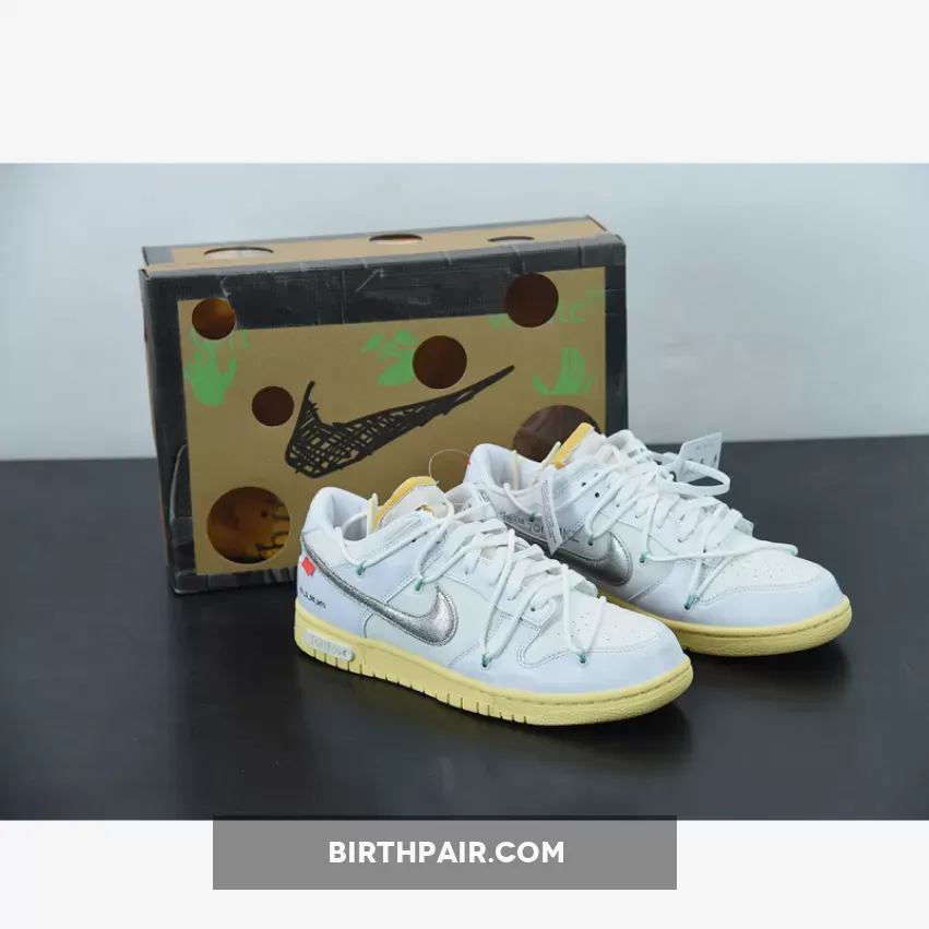 Off-White™ x Nike Dunk Low '01 of 50' Silver White #silver dunk lows