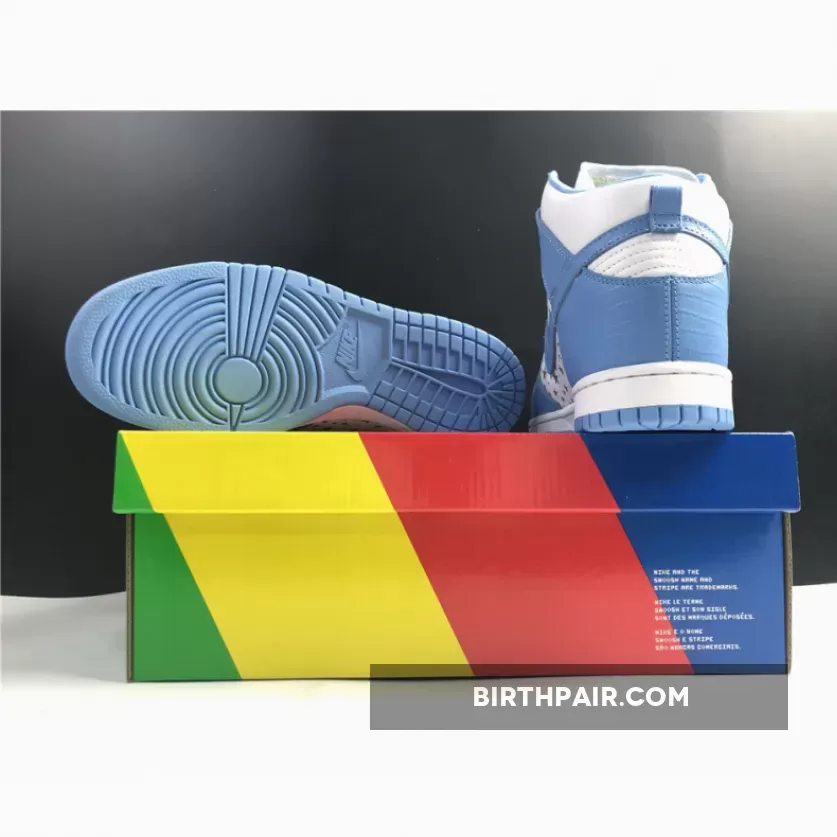 University Blue Dunks High Supreme x Nike SB Dunk High Pro White/University Blue 307385-181