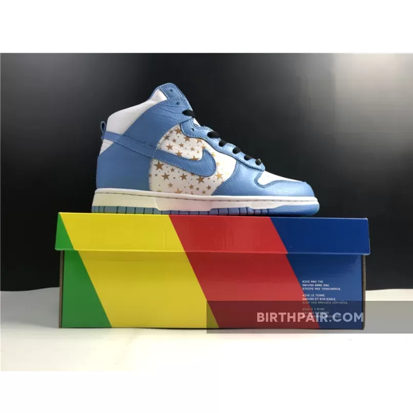 University Blue Dunks High Supreme x Nike SB Dunk High Pro White/University Blue 307385-181
