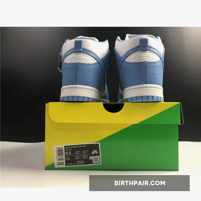 University Blue Dunks High Supreme x Nike SB Dunk High Pro White/University Blue 307385-181