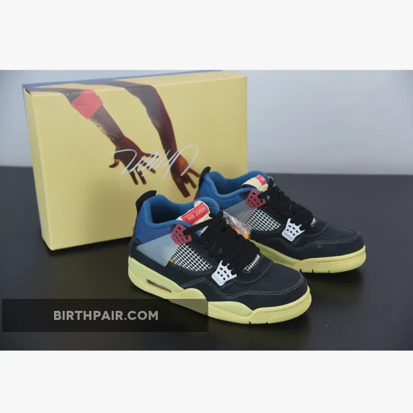 Union La Jordan 4 Off Noir / Air Jordan 4 Retro 'Union Off Noir' Unisex Off Noir/Brigade Blue-Dark Smo AJ4