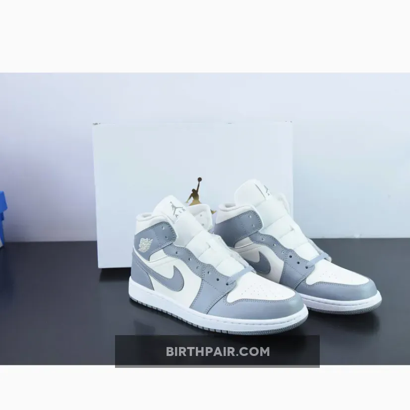 Grey Air Jordans Air Jordan 1 Mid Sail/Stealth-White