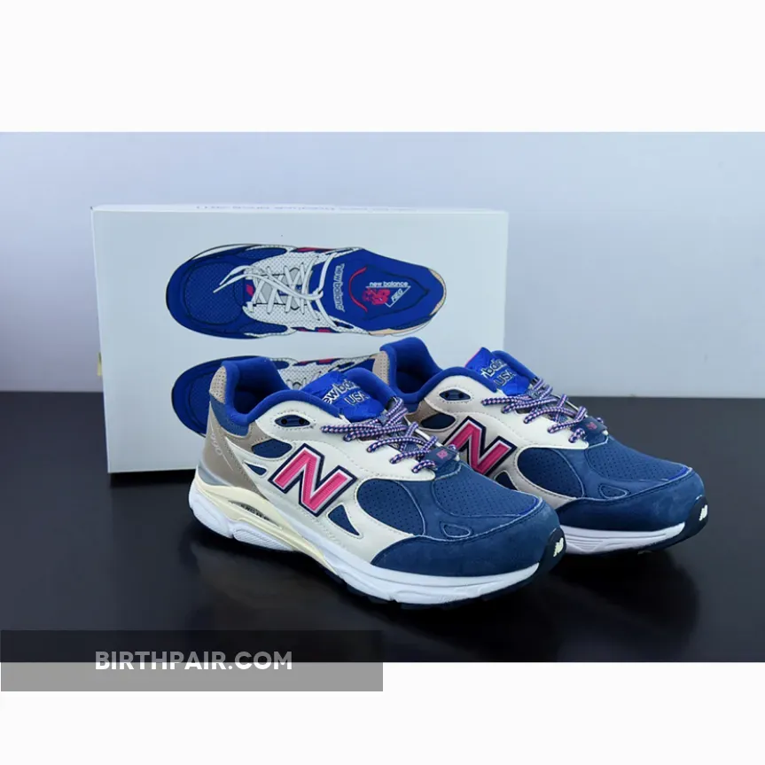 Kith x New Balance 990v3 'Daytona' Tan/Navy/Pink #kith 990v3