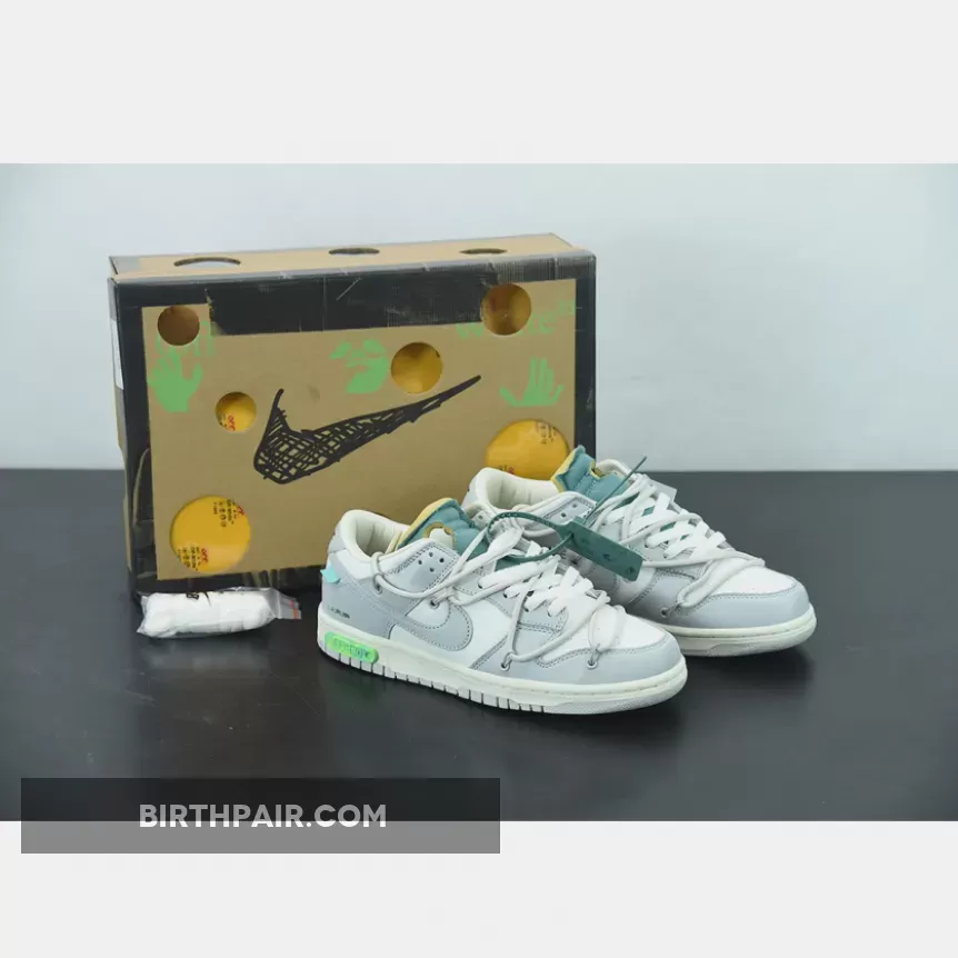 42 50 / Off-White x Nike Dunk Low White Lime Lot 43