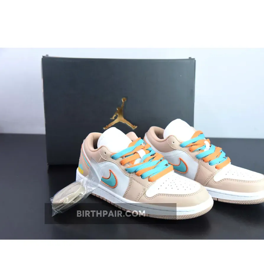 Custom Air Jordan 1 Low Sunset Haze/White/Bright Citrus