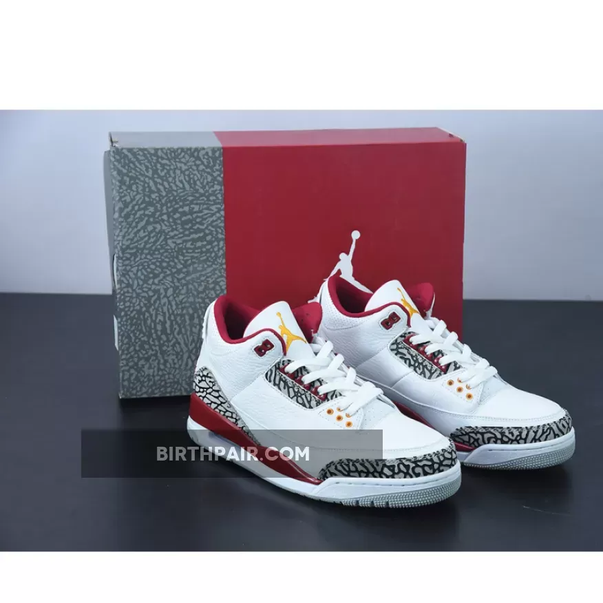 Air Jordan 3 White/Light Curry-Cardinal Red CT8532-126 / Cardinal Reds Jordans