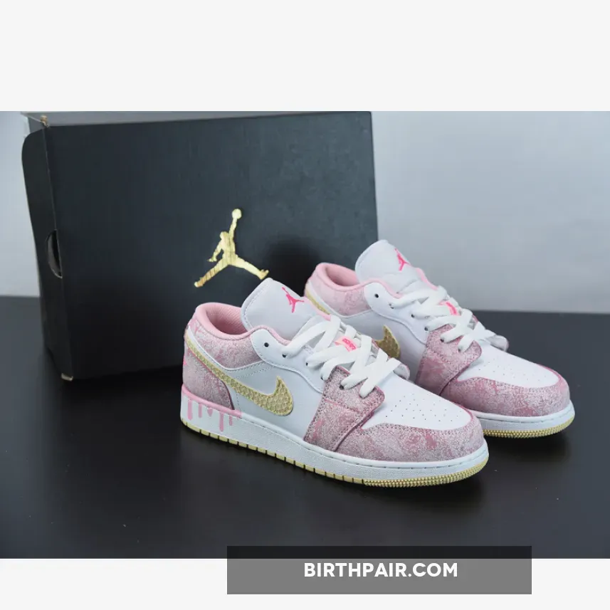 Air Jordan 1 Low SE GS 'Paint Drip Arctic Punch' CW7104-601 #air jordan 1 ice cream
