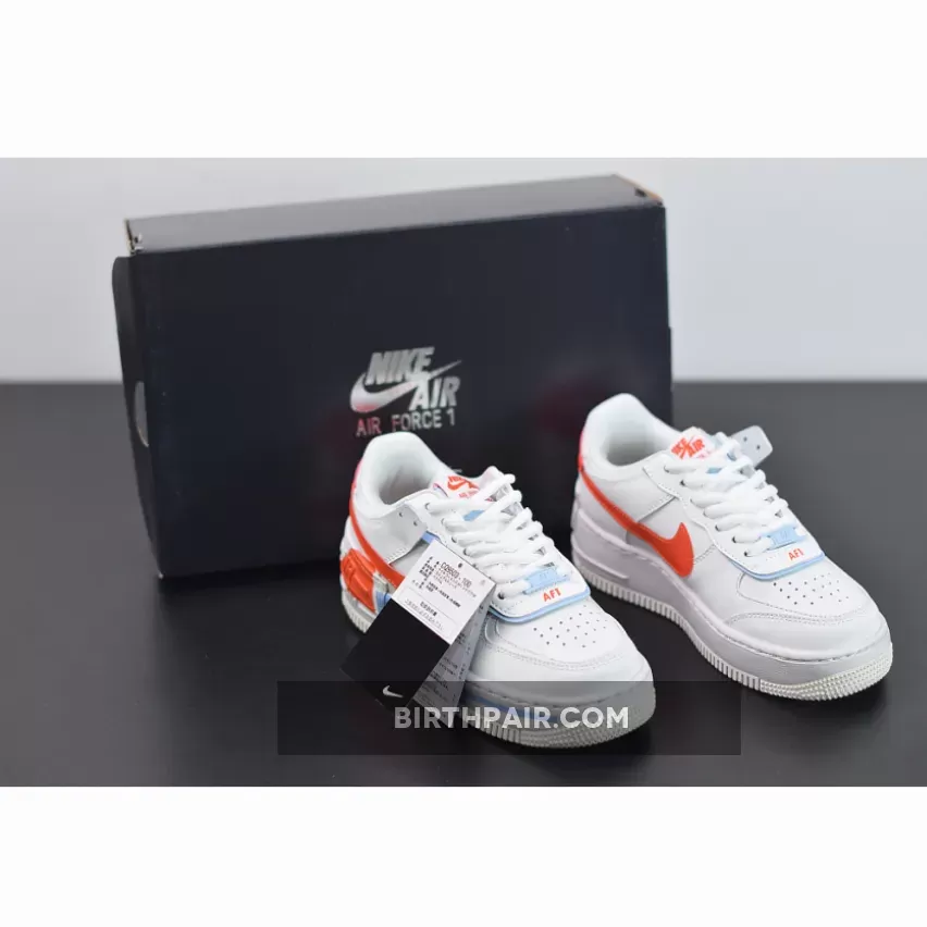 Nike Air Force 1 Shadow Summit White Team Orange For Womens Orange Blue And White