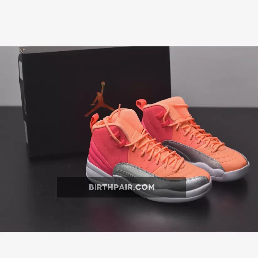 Air Jordan 12 GS Racer Pink/Hot Punch-Bright Mango-White - sunrise in jordan