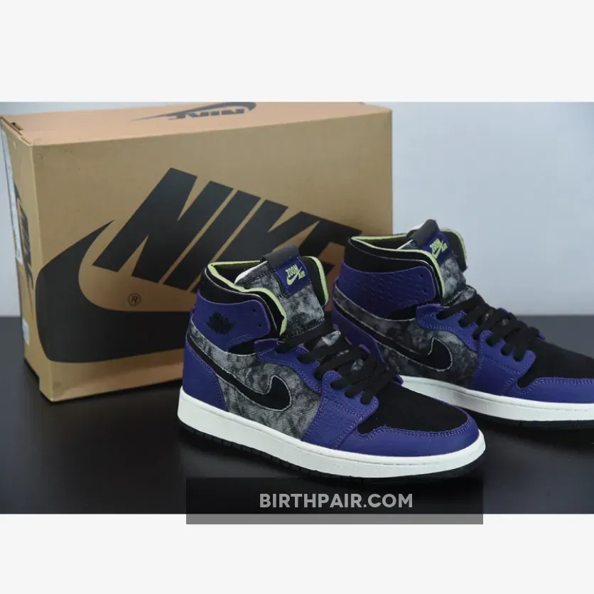 Jordan Ones Boys Air Jordan 1 Zoom Cmft 'Bayou Boys' AJ1 Court Purple/Black/Electric Green
