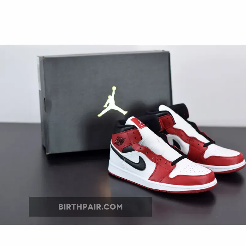 Chicagos Jordans Air Jordan 1 Mid Chicago White/Gym Red/Black AJ1