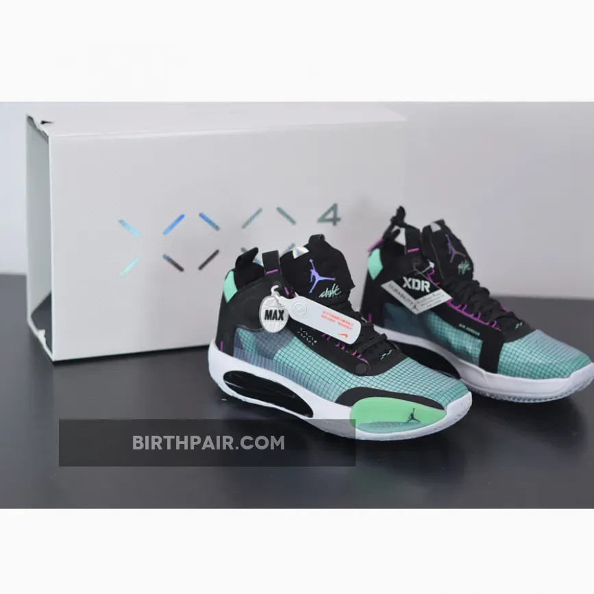 Air Jordan 34 Blue Void/Green Glow-Black-Metallic Silver