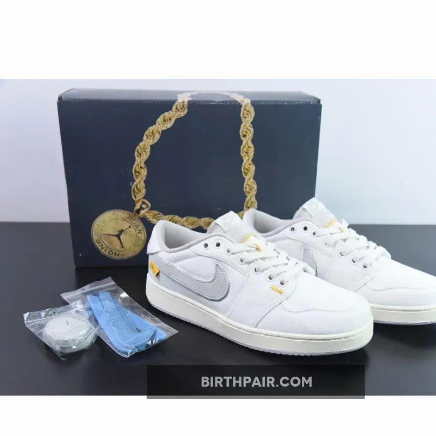 Union x AJKO 1 Low White/Sail-University Gold-Neutral Grey DO8912-101 - jordan 1 low ko union
