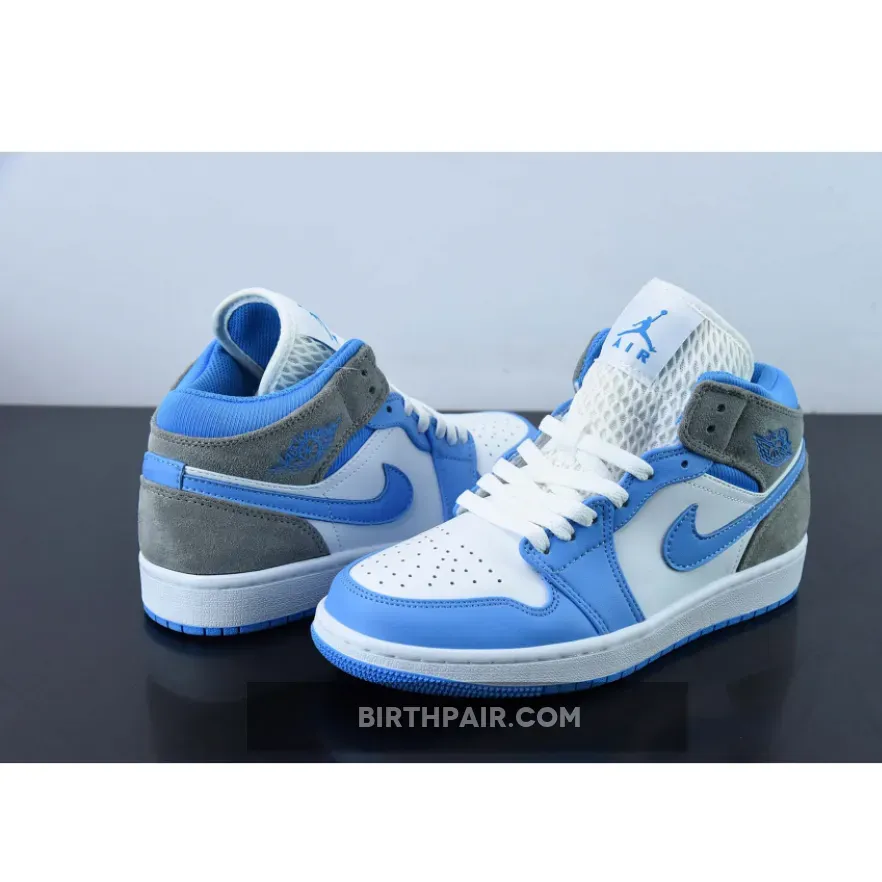 Blue And Grey Air Jordan 1 / Air Jordan 1 Mid White/University Blue-Grey
