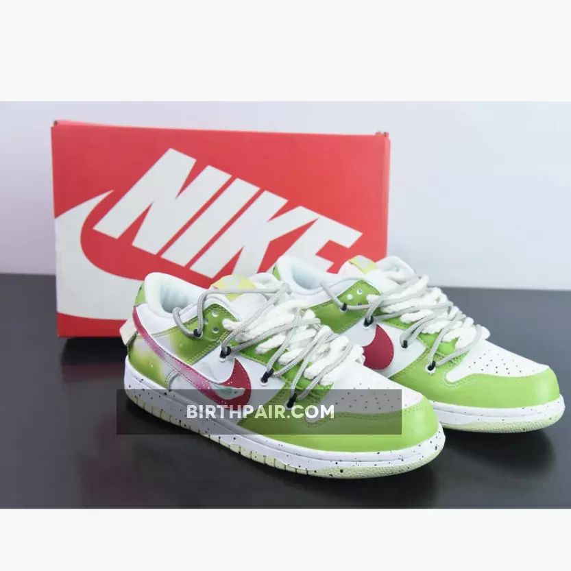 Nike Dunk Low Custom Green White Red New Releases