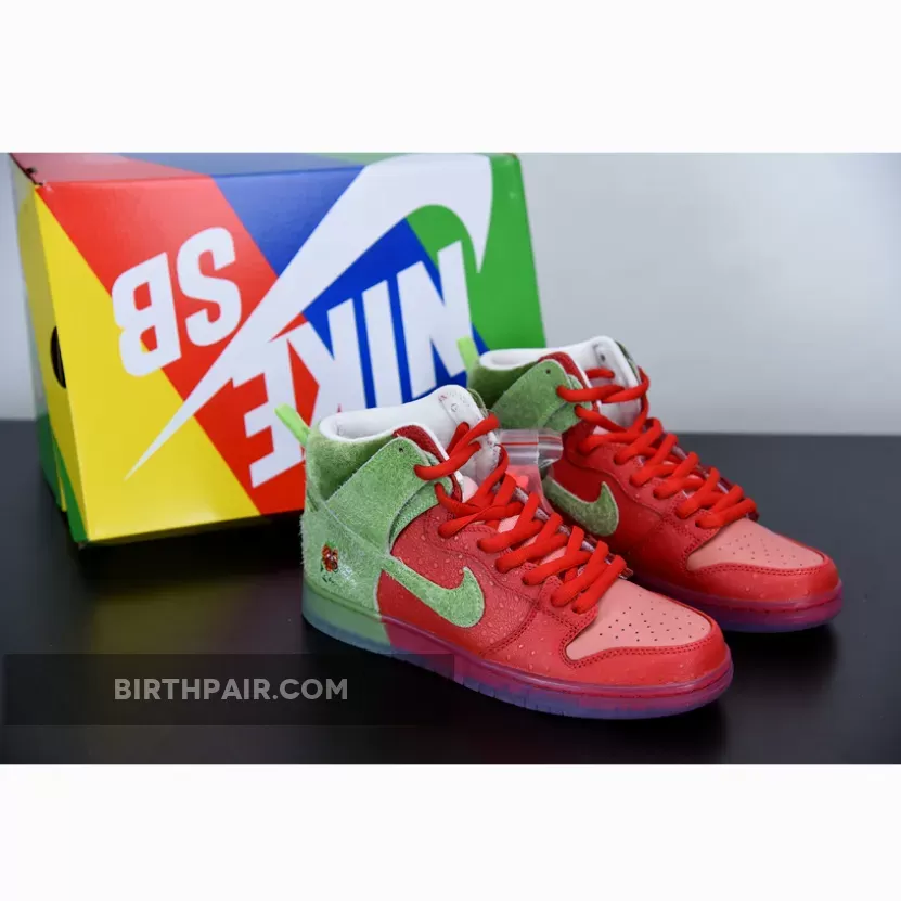 Vapormax Cough Drops Nike SB Dunk High 'Strawberry Cough' University Red/Spinach Green