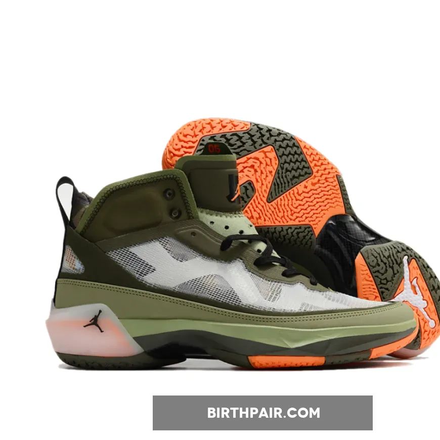 UNDFTD x Air Jordan 37 Oil Green/Black-Orange Horizon-Twilight Marsh DV6255-300 #jordan 37 undefeated