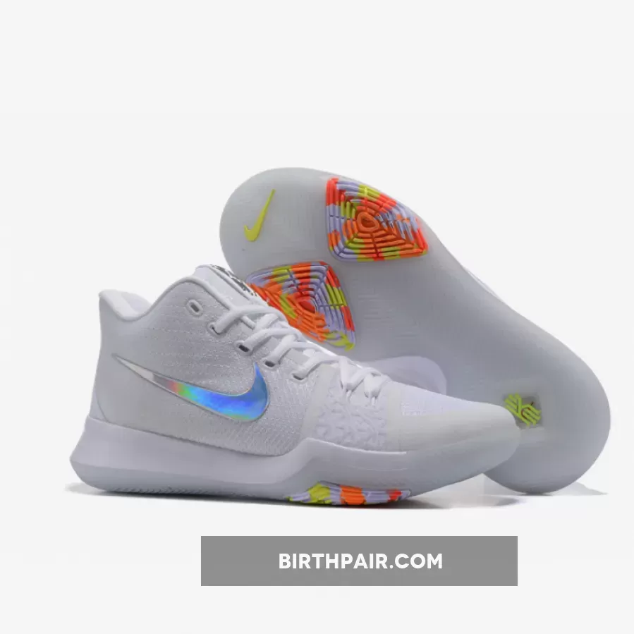 Nike Kyrie 3 Time To Shine Pure Platinum/Multicolor-Volt On Sale 852416-001 To Buy