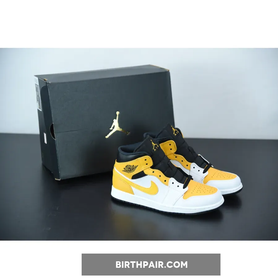 Air Jordan 1 Mid 'University Gold' AJ1 White/Black Air Jordans University Gold