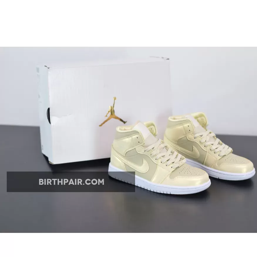 Wmns Air Jordan 1 Mid Goose Feather Yellow/Lemon Yellow-White AJ1 jordan 1 mid lemon