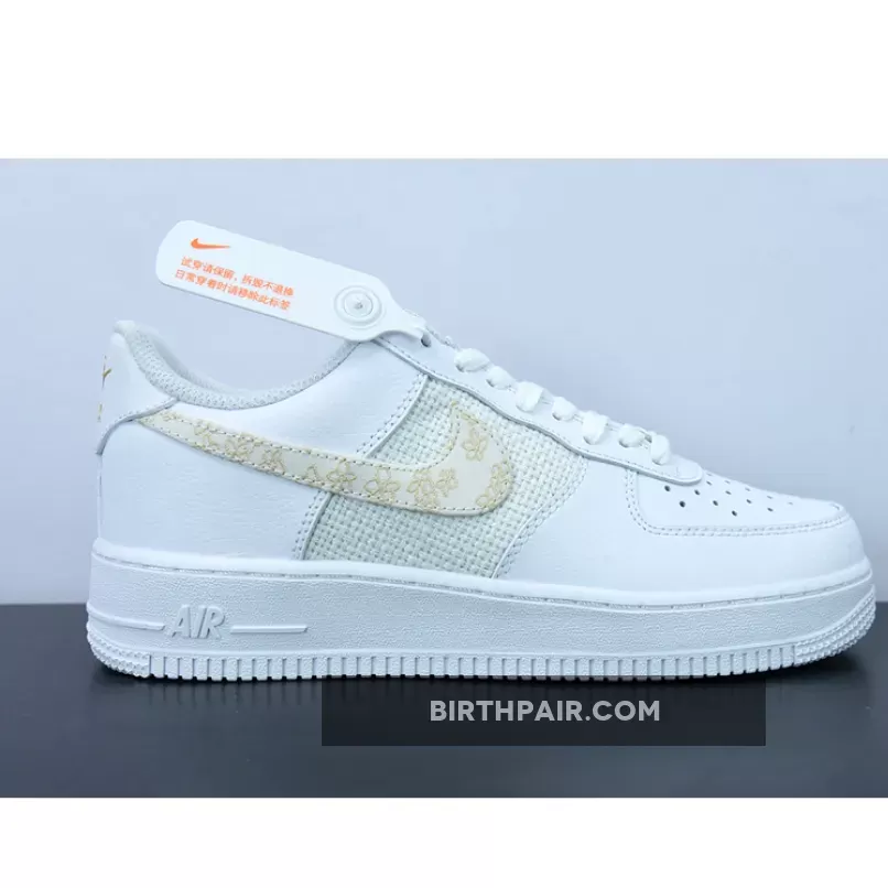 Air Forces With Flowers / Nike Air Force 1 Low 'Flower Swoosh' White Gold