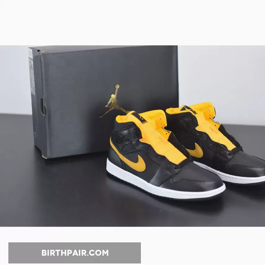 Air Jordan 1 Mid SE Black/University Gold-White #air jordan 1 mid 'black university gold