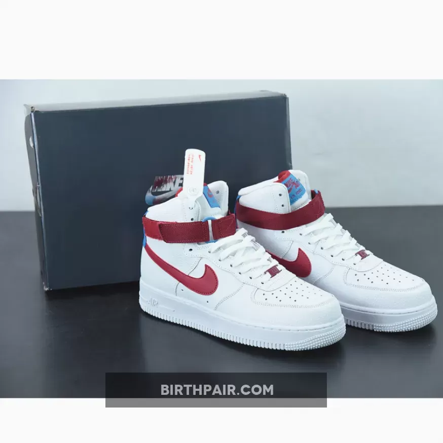 Nike Air Force 1 High White/Team Red/Green Abyss 334031-119 Discount
