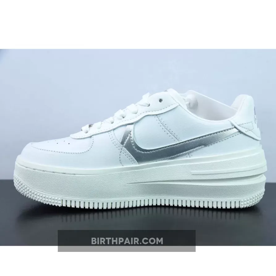 Nike Air Force 1 PLT.AF.ORM White Grey , Metallic Silver Air Force 1