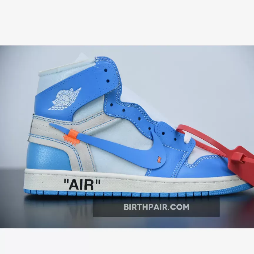 OFF-WHITE x Air Jordan 1 Retro High OG White/Dark Powder Blue-Cone Aj 1 Unc Off White