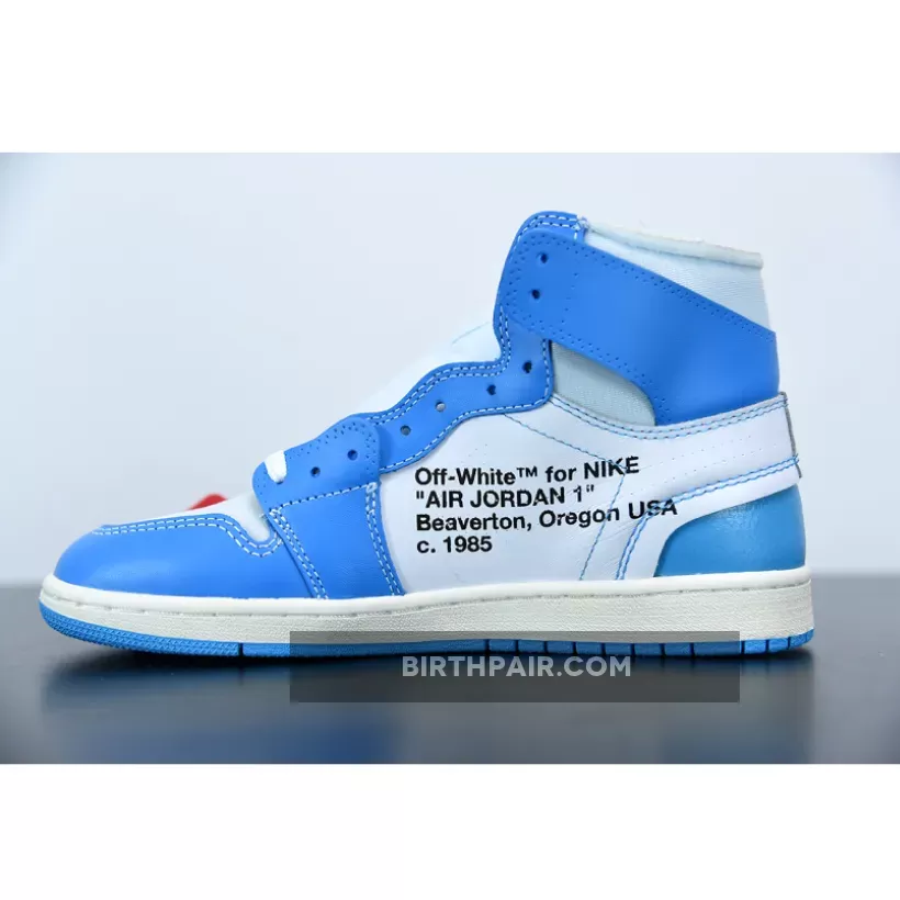 OFF-WHITE x Air Jordan 1 Retro High OG White/Dark Powder Blue-Cone Aj 1 Unc Off White