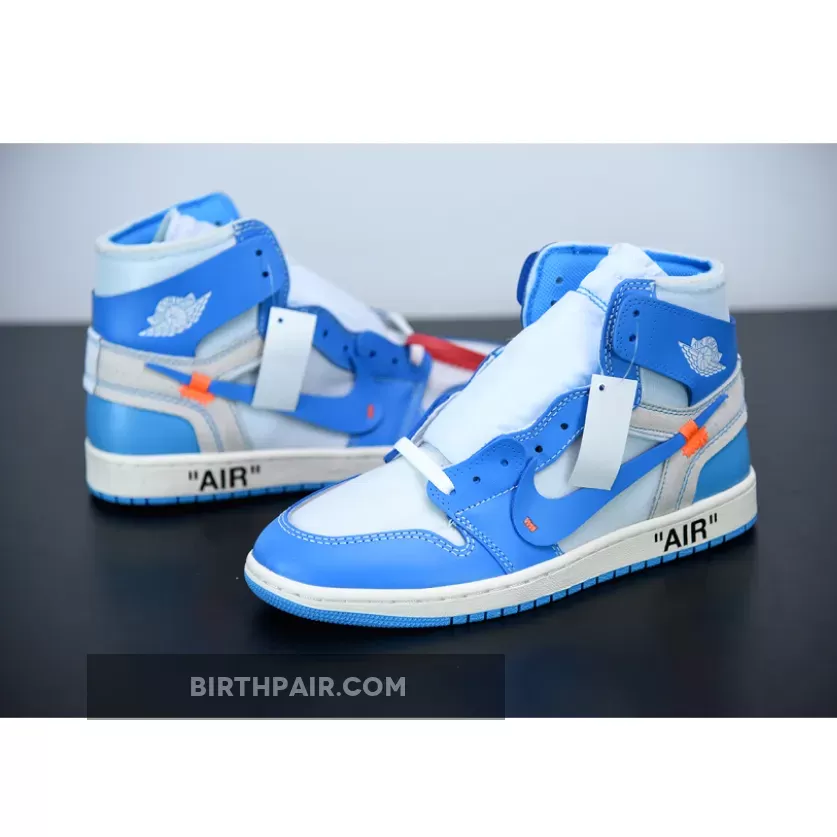OFF-WHITE x Air Jordan 1 Retro High OG White/Dark Powder Blue-Cone Aj 1 Unc Off White
