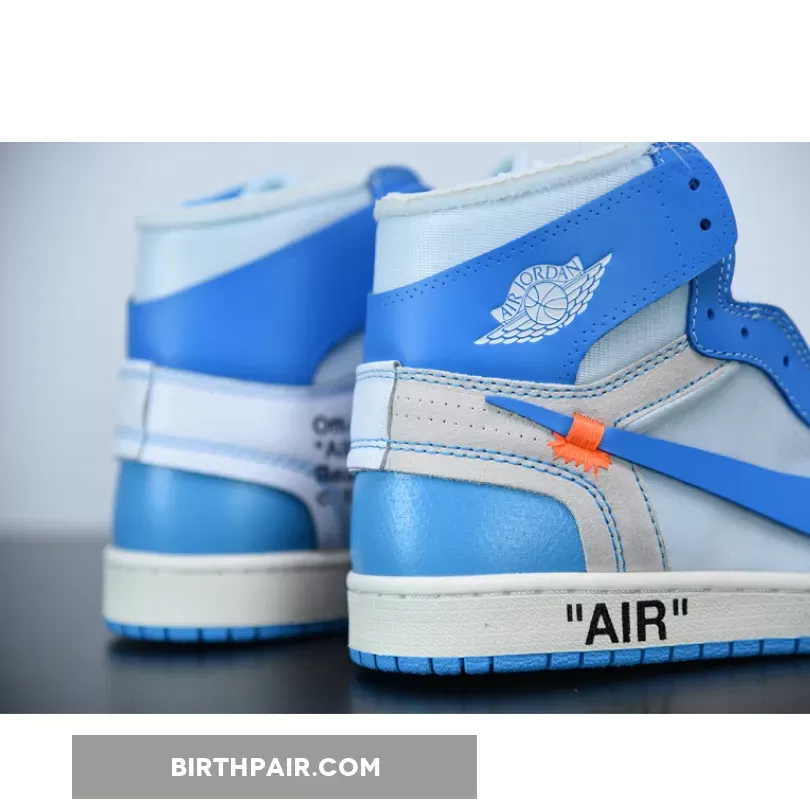 OFF-WHITE x Air Jordan 1 Retro High OG White/Dark Powder Blue-Cone Aj 1 Unc Off White
