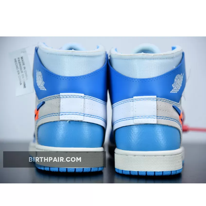 OFF-WHITE x Air Jordan 1 Retro High OG White/Dark Powder Blue-Cone Aj 1 Unc Off White