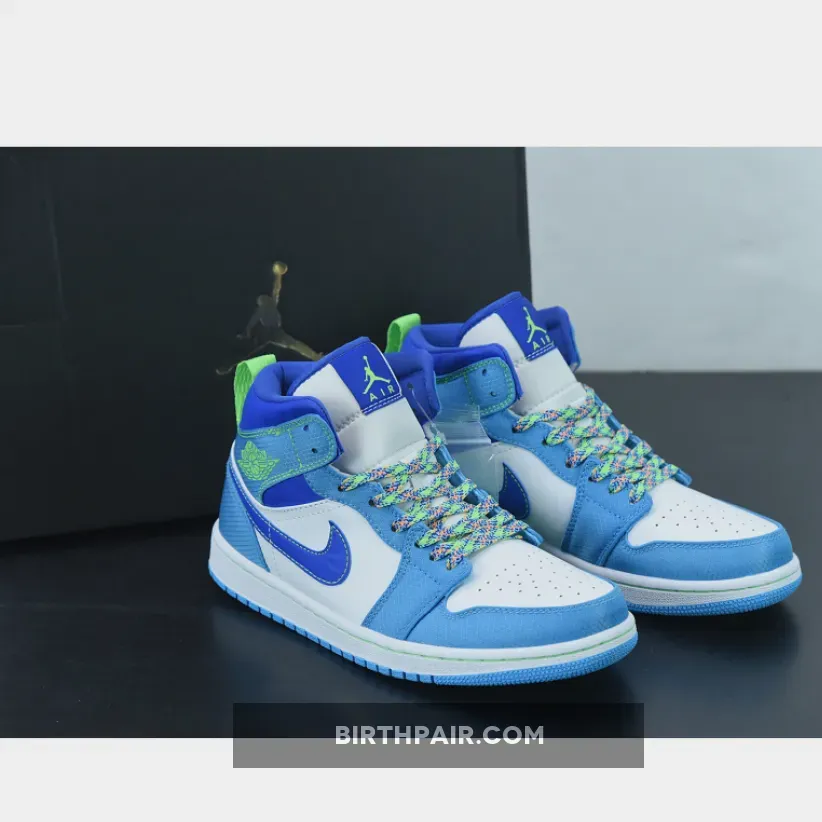 Neon Jordan 1 Air Jordan 1 Mid White Blue Neon Green