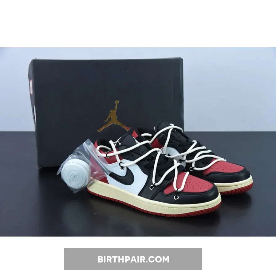 Air Jordan 1 Low GS Gym Red Black For Womens 553560-612 - red and black jordan