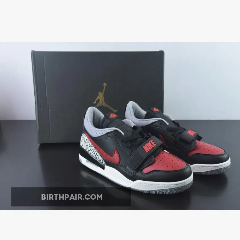 Jordan Legacy 312 Low ‘Bred Cement’ Black/University Red