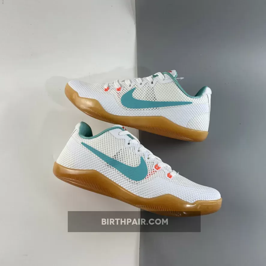 ​Nike Kobe 11 EM Low 'Summer' White/Washed Teal-Bright Crimson #kobe 11 low em