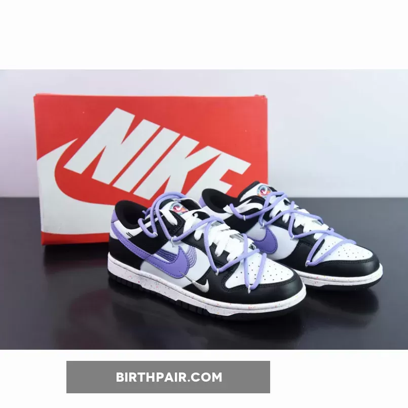 Custom Nike Dunk Low ‘Multiple Swooshes’ White/Black-Purple