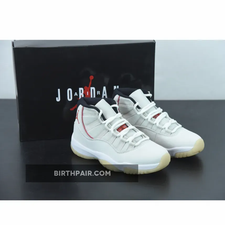 Cream And Red Jordan 11 / Air Jordan 11 'Platinum Tint'