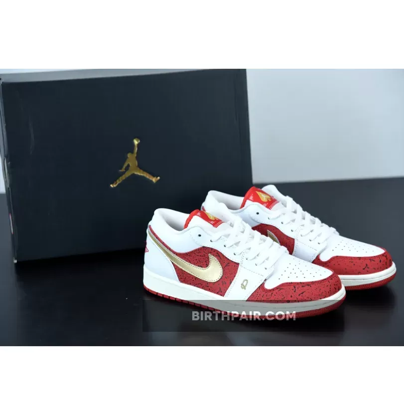 Air Jordan 1 Low 'Spades' White Red Gold / jordan 1 spade