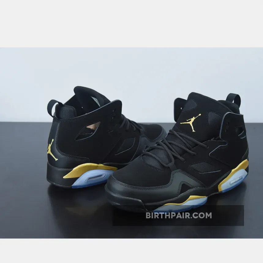 Black And Yellow Jordan Flights Jordan Flight Club 91 'Black Metallic Gold'