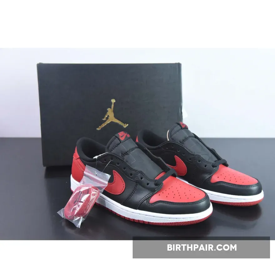 Jordan 1 Banned Low Air Jordan 1 Retro Low Bred Black/Varsity Red–Sail