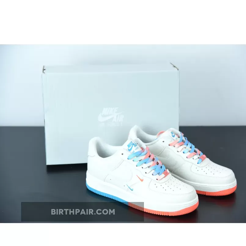 Nike Air Force 1′ 07 Essential Beige Orange Blue - blue and orange air force
