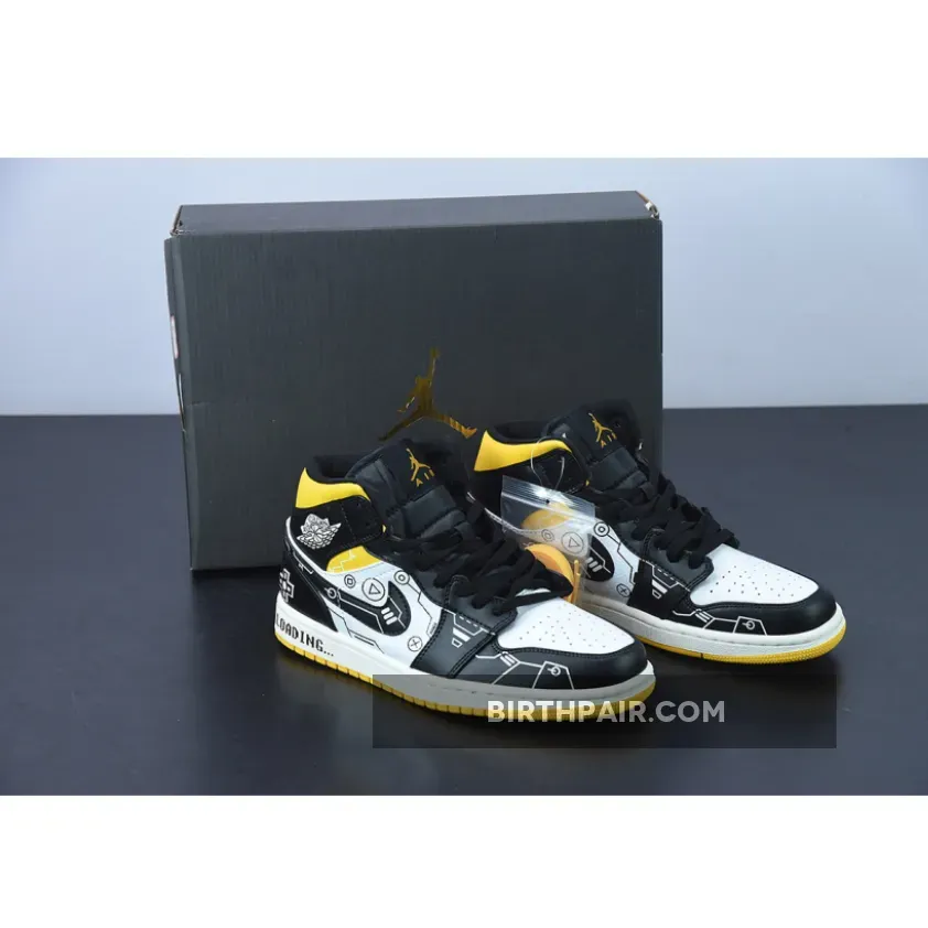 Air Jordan 1 Mid OG 'Video Game' Black White Yellow #air jordan 1 white yellow black