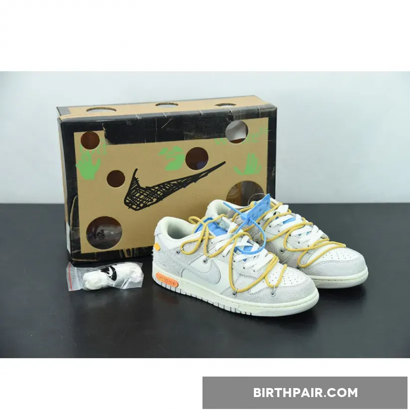 Off-White x Nike Dunk Low White Yellow Lot 34 DJ0950-102
