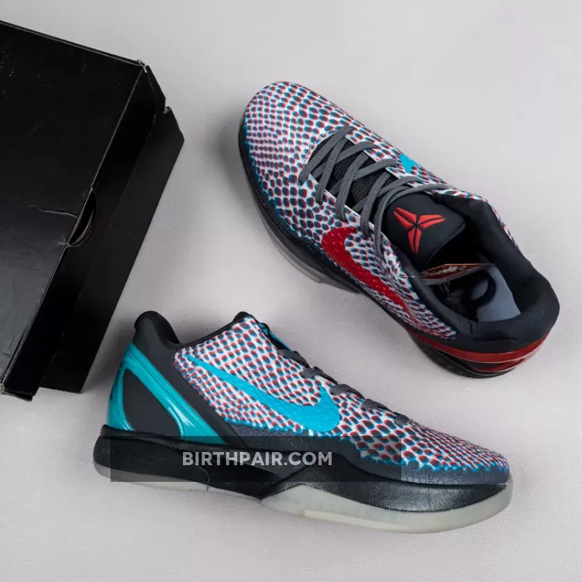Kobe 6 Red / Nike Kobe 6 Protro '3D Hollywood' Dark Grey/Daring Red-Chlorine Blue