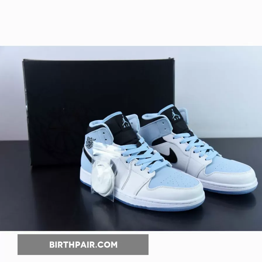 Air Jordan 1 Mid White Black Blue DV1308-104 - jordan 1 mid ice