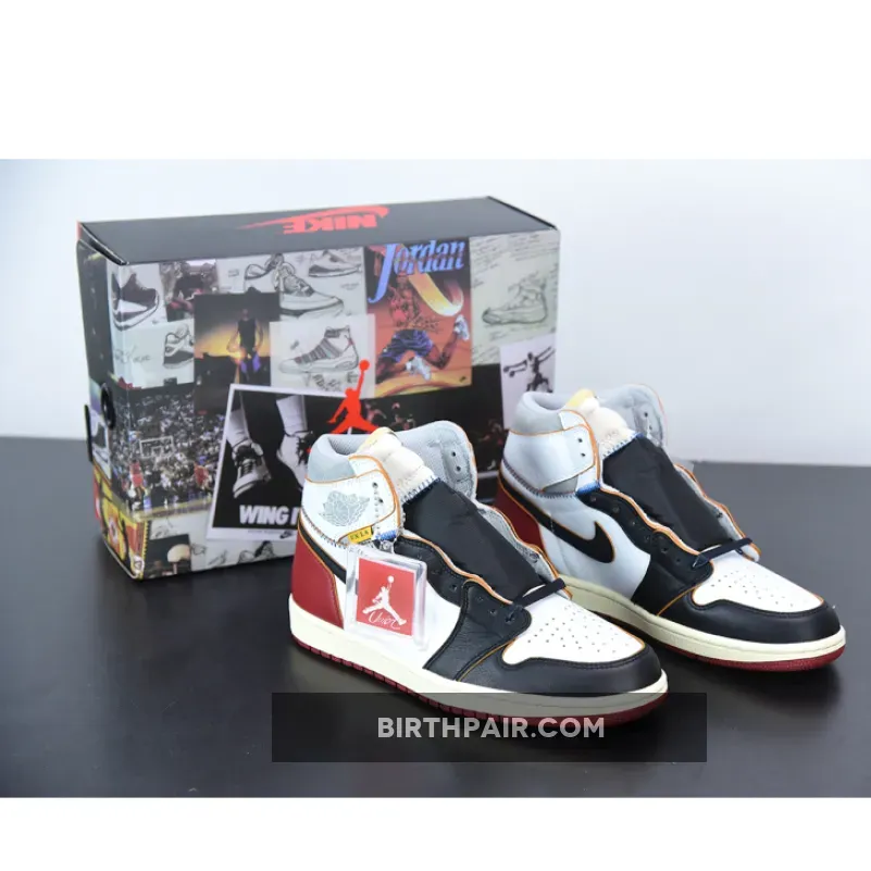 Mns Air Jordan 1 Retro High Nrg 'Black Toe' AJ1 White/Varsity Red/Wolf Grey Union Jordan La