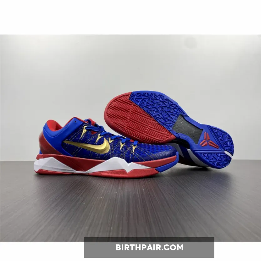 Nike Kobe 7 System Blue Red Gold White #kobe shoes blue and white